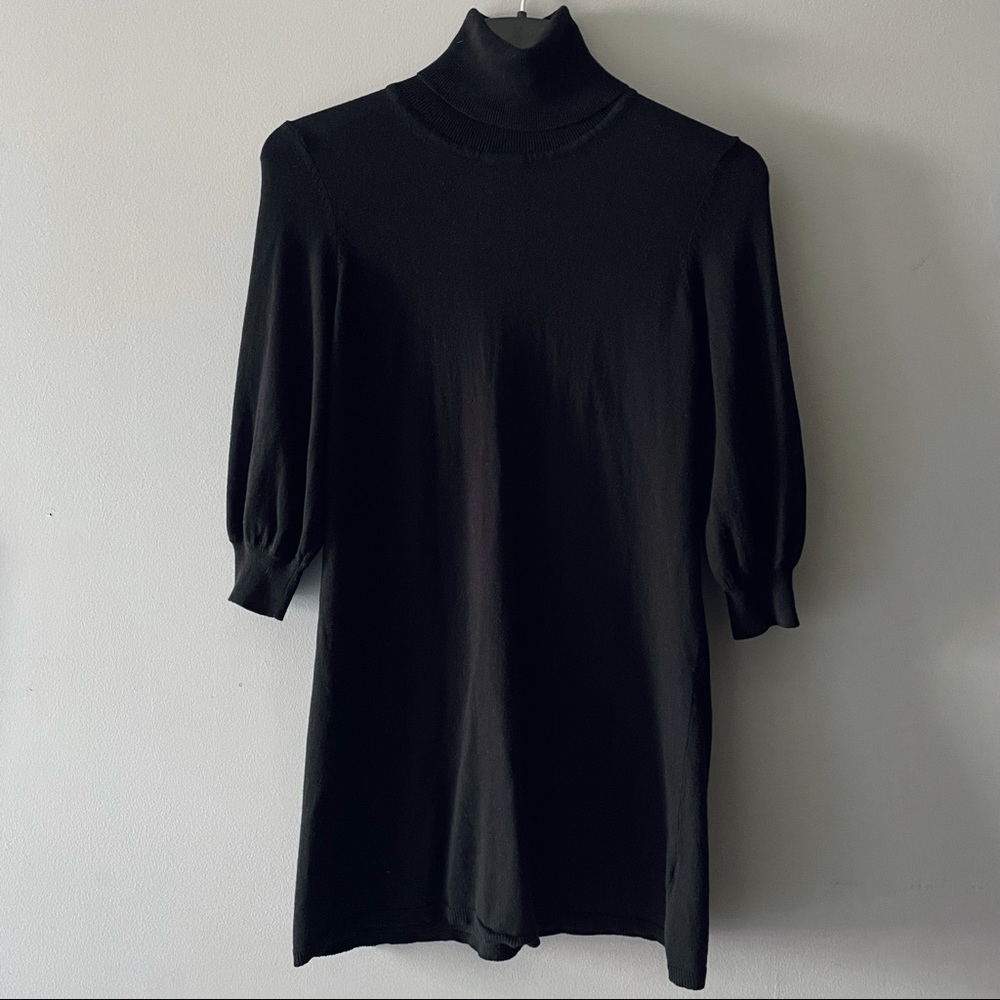 Cropped-Sleeve Turtleneck Sweater Tunic/Dress L
